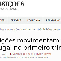 Fuses e aquisies movimentam trs bilhes de euros em Portugal no primeiro trimestre